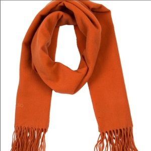 Valentino Large Orange Wool Fringed Scarf!🧣🧡